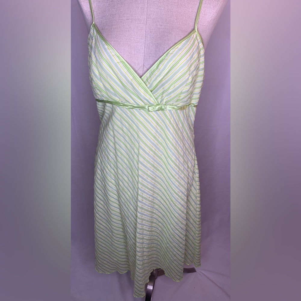 Light Green Striped Spaghetti Strap Dress